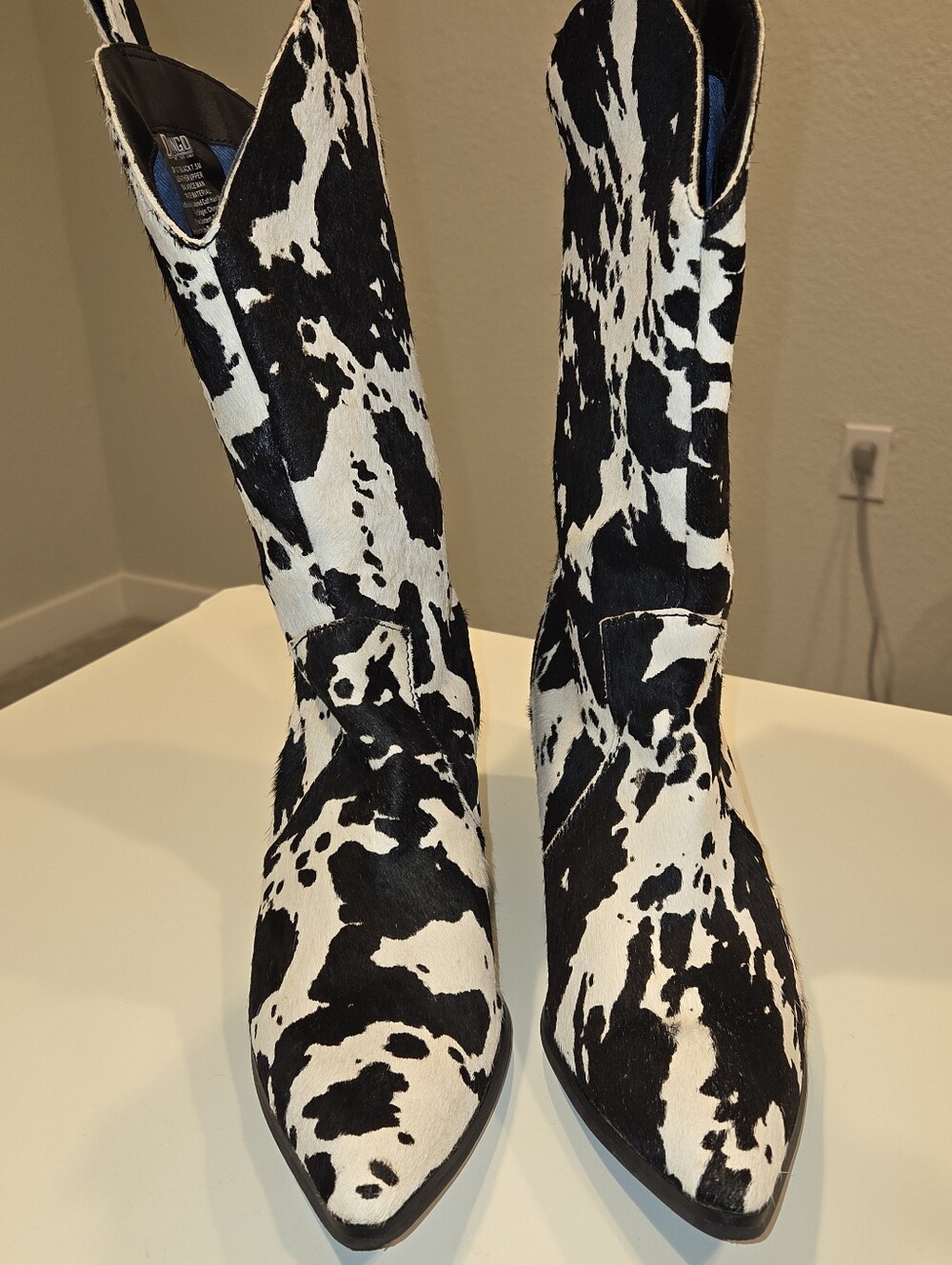 Dingo Live A Little Cow Black and White Cowhide Pattern Decorative Cowboy Boots - Picture 2 of 6
